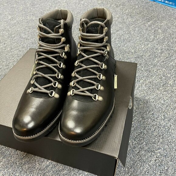 NIB Cole Haan Zerogrand Men\'s Causal Waterproof Black Leather Hiker Boot #C35594 main image 4